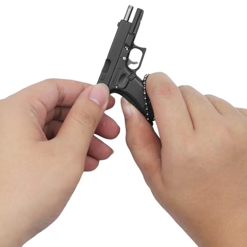 JQTCOL Mini Gun Keychain Pendant Tiny Pistol Shape Collection Model Key Chain Novelty Cool Ornament Xmas Gifts For Man (17-BlacK)