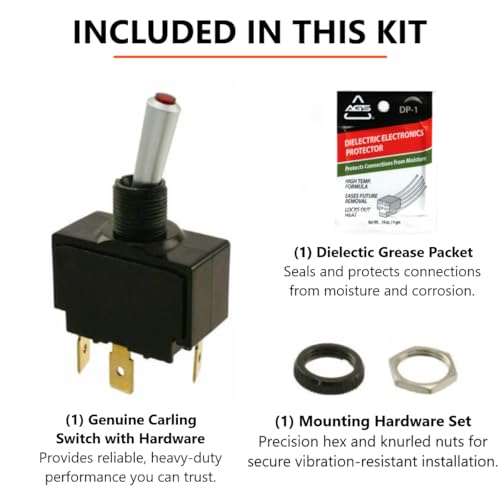 FalconSupply 12V Marine Toggle Rocker Switch Kit, Genuine OEM Carling Marine Grade SPST On-Off Maintained, Red Lighted 15A Heavy Duty 3-Pin Panel Sealed for Boat Dash & Automotive by FalconSupply - Image 2