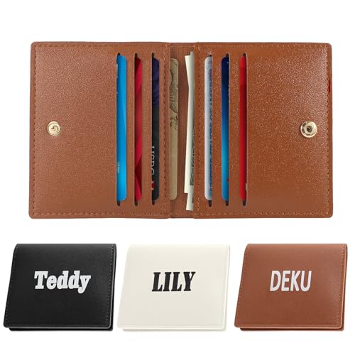 Customizable Leather Card Holder Wallet, Personalized Credit Card Case,ID Card Student Card License Cash Organizer 3 Colors Custom Gift For Women Men2