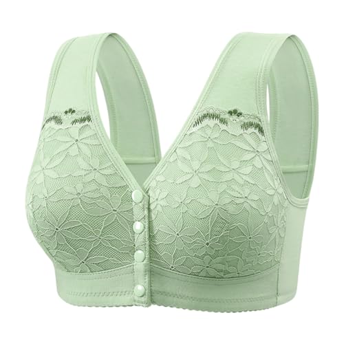 Générique Soutien-Gorge Grande Taille sans Armatures pour Femme avec Boucle Avant et Bonnet Fixe pour Personnes âgées (Light Green, 48)