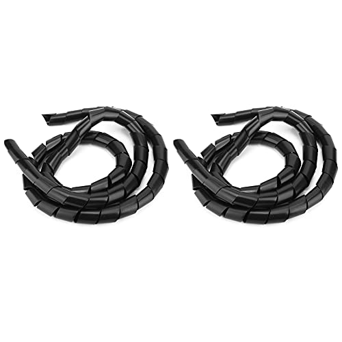 Protector de Cable en Espiral, Accesorio de Protección de Cables, 2 Paquetes, Polipropileno Duradero, Flexible, Resistente al Calor - Previene Abrasión y Enredos, Ideal para Uso (Negro diámetro 25mm)