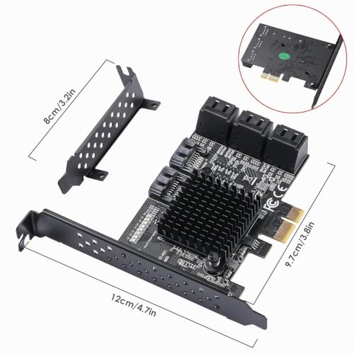 MZHOU Carte Contrôleur SATA 8 Ports, Carte d’Extension PCI-E SATA 3.0 6 Gbit/s pour PCI Express 1X 4X 8X 16X Compatible Win7/8/10/Linux – vue 6