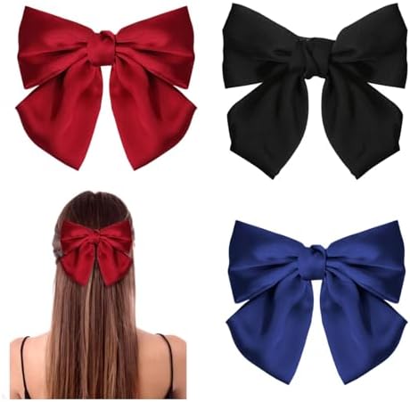 Andelaisi Satin-Haarspangen Mit Schleife, Schwarz – Retro, Elegant, Für Damen & Mädchen