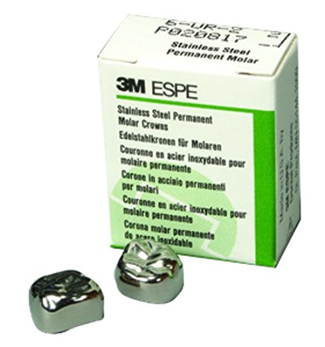 3M ESPE DUL2 First Primary Molar Crown, Upper Left, Size 7.2, Stainless Steel (Pack of 5)