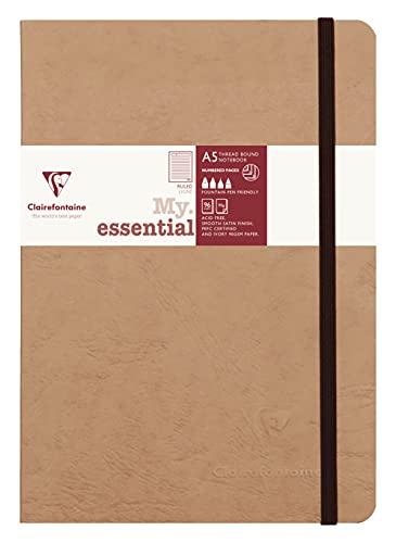Clairefontaine 'Age Bag' Thread-Bound Notebook, A5, Lined, 192 Pages - Brown #TOP16