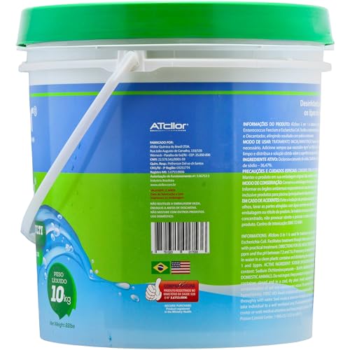 AtCllor, Cloro multifuncional 3 em 1, Orgânico, Concentrado e estabilizado para piscina, Clarifica, Algicida, Decanta, AtClloro, Teor de ativo 36,47%, Granulado, 10 Kg, Verde