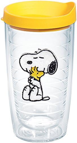 Tervis Peanuts - Felt Tumbler with Emblem and Yellow Lid 16oz, Clear