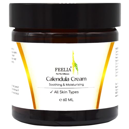 Feelia Calendula Cream Gentle Soothing & Moisturizing Comfortable for itchy Dry Sore and Irritated Skin and Reduces Irritation It is Ideal For Sensitive or Reactive Skin All Skin Types