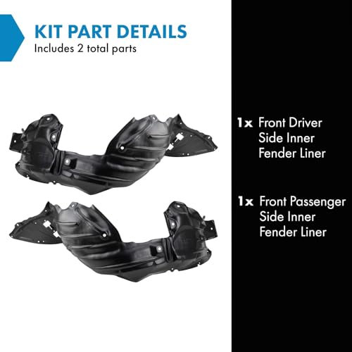 Image of TRQ Front Inner Fender Liner Set Compatible with 2014-2018 Mazda 3 MA1248145 MA1249145