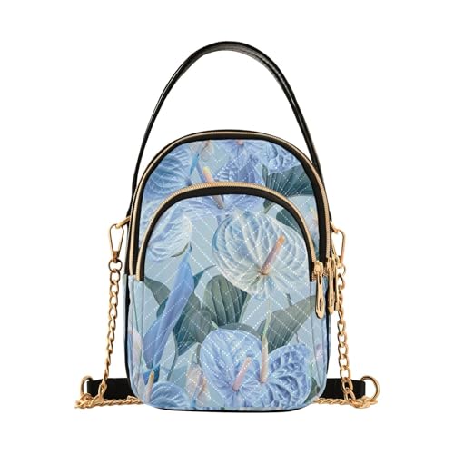 Sac bandoulière KLL femme bleu imprimé floral avec poches multiples