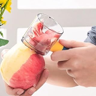 AJE Fruit Peeler with Container Multi-Function 2-Way Vegetable Peeler with Storage Box Twin Stainless Steel Blade Soft Grip Apple Peeler for Kitchen Veggie Potato Cucumber Carrot Apple (Pack of 1)