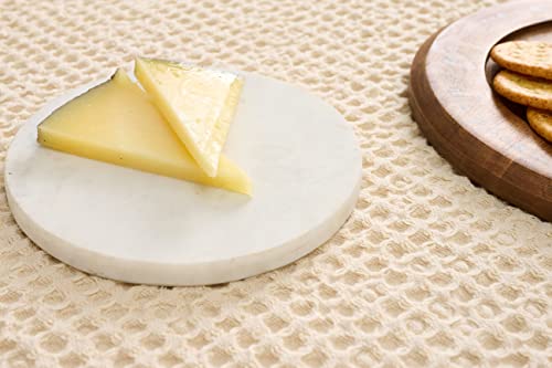 Mud Pie Marble W Wood Cheese Board Set, 12" X 9" Dia | Inset 6" Dia | Knife 4 1/2", White #TOP3