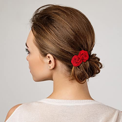 Bbto 12 Pcs Rose Hair Clip Mexican Hair Accessories For Flamenco Dancer Women Mexican Flowers Bridal Flower Hair Pins Hair Clips For Wedding Dance Birthday Bridesmaid thumb #1
