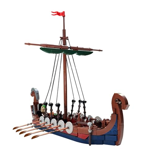 CYSNATU Viking Ship Building Block Set, MOC Pirate Ship Model Toy, Creative Building Bricks Birthday Gift for Fans (454 Pcs)