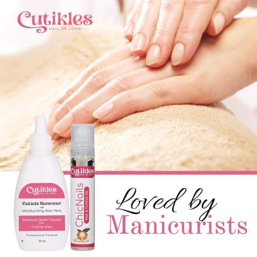 Image of CutiCouple - Combo pack of Cuticle Remover & Cuticle Oil. Ideal for Quick DIY Mani-Pedis. Cuticle Remover Softens /Removes dead-skin from nails, Cuticle Oil Nourishes Nails & Cuticles - 40ml