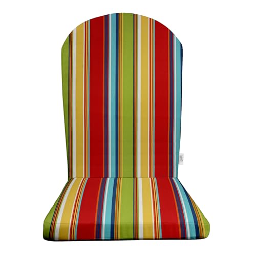 RSH DECOR: Foam Adirondack Chair Cushion | 48” x 20” x 2” | All-Weather Spun Fabric | Water and Fade-Resistant | Outdoor Cushion for Patio Furniture | Bright Colorful Garden Red Stripe