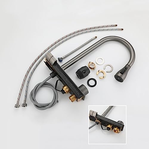 Robinet de cuisine à douchette extractible et bec cascade pour évier moderne - 5
