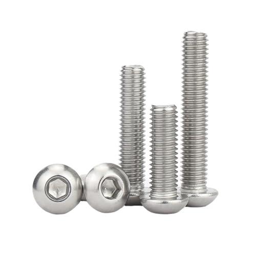 DIN7380 M2 M3 M4 M5 M6 M8 M10 M12 304ステンレス鋼 丸型 なべ頭 六角 六角穴付きネジ マッシュルームボタンボルト(10mm,M5 (20pcs))