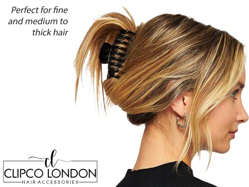 9cm Hair Clips Women Girls Hair Claw Clips Non-Slip Grip Strong Hold Brown/Black Hair Clips For Fine Hair Shiny Sectioning Styling Clips 2PCS Claws Set - Image 3