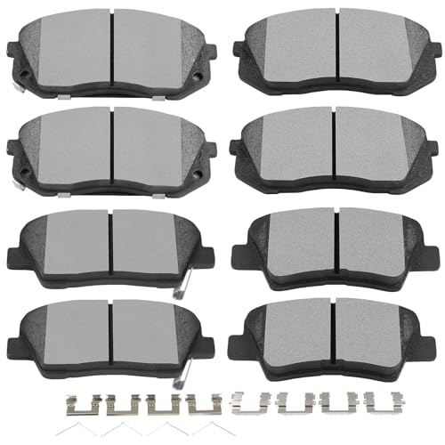 Image of SCITOO D1855 D1813 Ceramic Brake Pads Sets Front & Rear w /Hardware Replacement For Hyundai For Elantra GT /For Kona /For Veloster,For Kia For Forte /For Forte5 / For Optima /For Soul EV