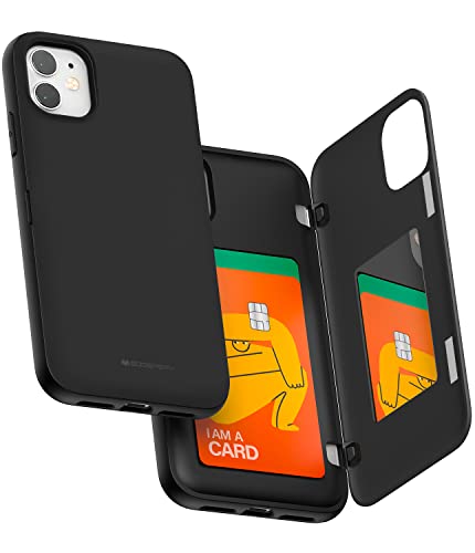 Goospery iPhone 11 �P�[�X �w�� �J�[�h ���[ �}�O�l�b�g�� �o���p�[ �J�o�[ (�u���b�N) IP11-MDB-BLK