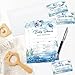 Tbaogusu Set Of 25 Sea Turtle Ocean Themed Baby Shower Invitation Set, Baby Shower Invitations Gender Neutral, Invitation Cards With Envelopes Including Book Request Card & Diaper Raffle Tickets -001