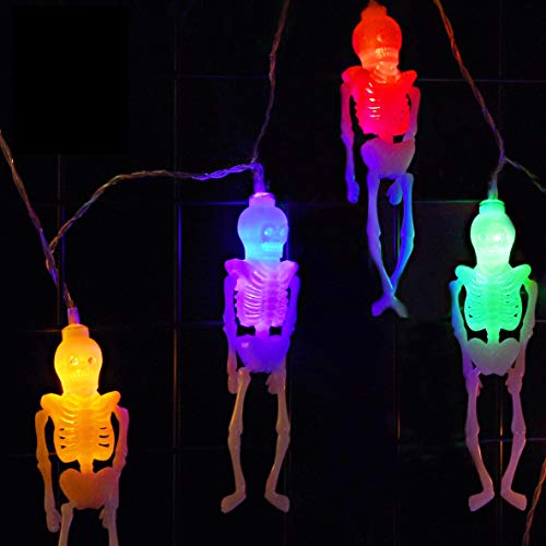Guirlande lumineuse squelette Halloween 3m 20 LED – Décoration intérieure et extérieure à piles