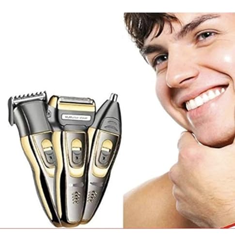 Image of Endzone Professionals Design 3 in 1 Perfect Shaver Hair Clipper and Nose Trimmer Rechargeable Beard And Moustaches Hair Machine And Trimming for men and women (Gold)
