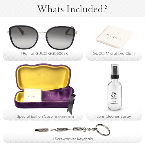 Gucci GG0606SK Designer Sunglasses: Elegant Cat-Eye Frame Eyewear with Premium eSHADES Kit - Epitome of Luxury and Style3