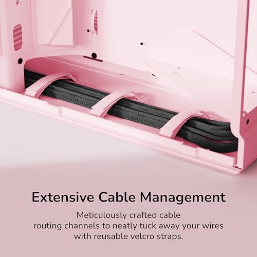 Image of HYTE Y70 Modern Aesthetic Gaming PC Case -Panoramic Glass | High-Airflow Design | Cable Management | Dual Chamber ATX Mid-Tower Chassis | 10 Fan Capacity | Luxury PCIe 4.0 Riser Cable- Strawberry /Pink
