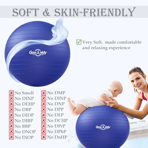 Image of Soft Exercise Ball, Yoga Pregnancy Ball Chair, Pilates Equipment with Pump | Anti-Burst Supports 2200lb for Workout Medicine Birthing Physical Therapy Stability Excersing Birth Swiss Fitness Gym