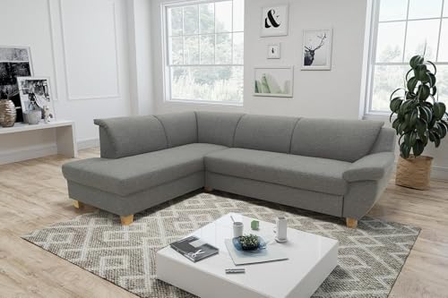 DOMO. collection Sofá esquinero Panama clásico en Forma de L, esquinero, sofá esquinero, 254 x 186 cm, Color Gris Oscuro