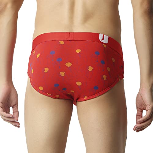 Image of Underjeans Men's Cotton Blend Briefs (UJNPBS051WHITEDKBLUE)