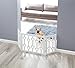 Zoogamo 3 Panel White Wooden Hearts Design Pet Gate - Freestanding Tri Fold Durable Wooden Dog Fence - Indoor/Outdoor Barrier for Stairs & Doorways