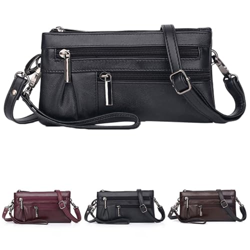 Sac à bandoulière noir pour femmes avec pochette soirée et chaîne amovible Holibanna