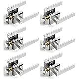 SAGAIOT 6 Pack Door Handles, Polished Chrome Door Knobs Privacy Function Without Keys, Bedroom Bathr