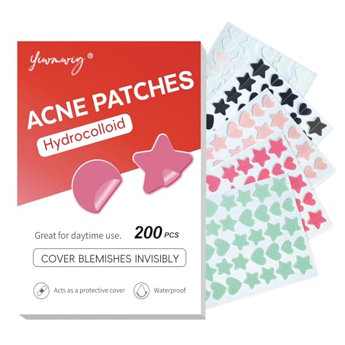 Pimple Patches for Face, Multi-Color Hydrocolloid Acne Patches, Zit Covers & Spot Stickers for Discreet Blemish Care with Tea Tree Oil, Salicylic Acid & Centella, 3 Sizes (10mm, 12mm, 14mm), 200 Count