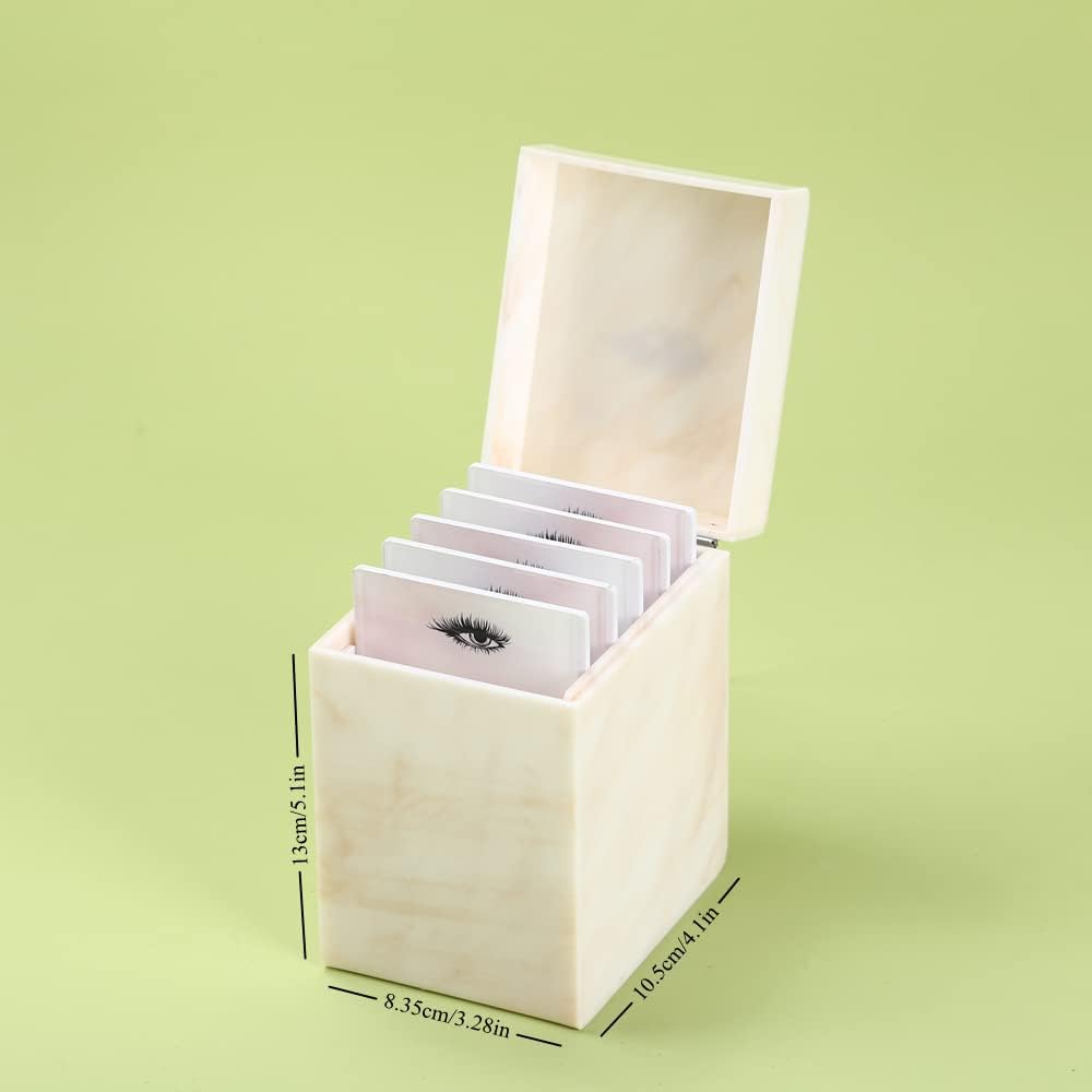 5 Layers Acrylic Eyelash Storage Box, Makeup Eyelashes Extension Close-Packed Display with 5 Pallets, Grafting False Eyelashes Glue Pallet Holder Display Organizer (5 Layers Marble Yellow) image 2