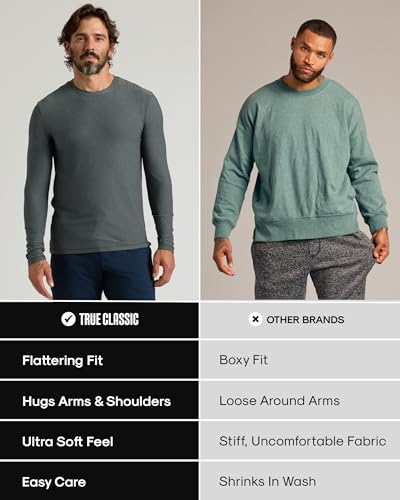 True Classic Mens Workout Shirts, Long Sleeve, Heather Navy 2XL - image 6
