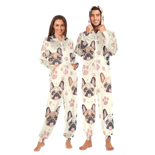 CHIFIGNO Bulldog Paw Prints Pajamas