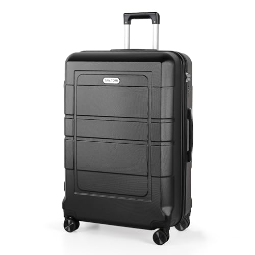 TANTOMI Koffer Groß,28 Zoll Hartschalenkoffer aus ABS+PC, Trolley, Reisekoffer mit 4 drehbaren Rollen (360°), 3-stelliges Zahlenschloss und Aluminium-Teleskopgriff (XL – 95L, Schwarz)