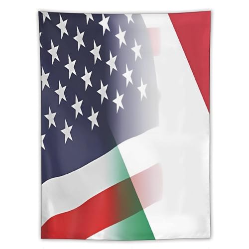 Tapiz de la bandera de Italia y Estados Unidos vertical para pared de cuarto