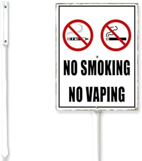 No Smoking No Vaping Yard Sign With Stake Sturdy No Smoking Street Notice Caution Neighborhood Grass Lawn Signs,Garden Party Outdoor Aluminium Decorations 8x12"