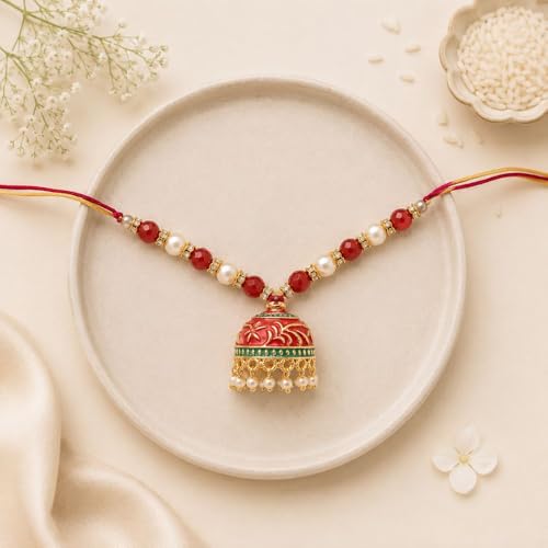 Image of I Jewels Designer Pearl Lumba Rakshabandhan Bracelet For Bhabhi /Sister