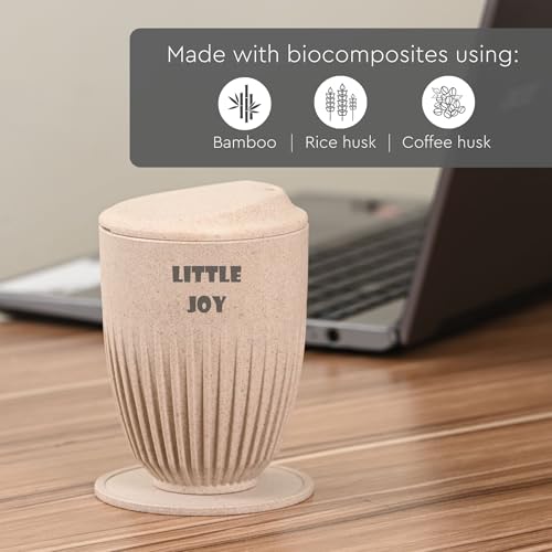 Image of Eha Earth Friendly Customised Coffee Mugs and Coasters Set of 2 with Loopac, 350 ml | Made with Rice Husk Biocomposite | Personalized Gifts for Friends and Family | Sand Castle
