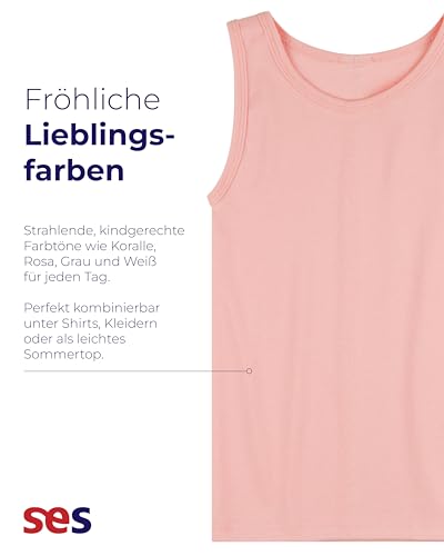 SES 4er Pack Unterhemden Mädchen aus 100% Baumwolle in 4 Farben - Bequeme Unterhemden für Kinder
