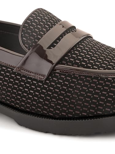 Image of STANPHORD Mens Loafers Men Brown Textured pu Round Toe Formal Slip on Moccasins Comfortable Durable Loafers Shoes