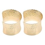 DEARMAMY Pulseras de Puño Doradas para Mujer, 2 Piezas, Brazaletes Abiertos Anchos de Metal Textura Punk, Diseño en Forma de C Cómodo, Joyería Minimalista para Uso Diario y Ocasión Casual