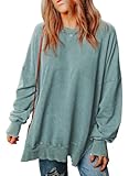 SHEWIN Oversized Sweatshirt for Women Loose Fit Fall Crewneck Sweatshirts Trendy Casual Long Sleeve Fall Pullover Tops for Women 2025,US 20-22(2XL),Mint Green