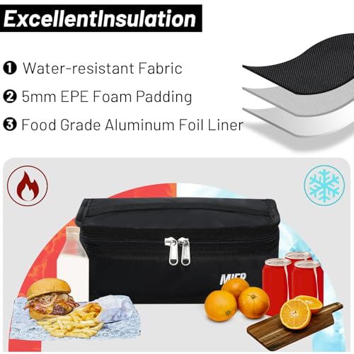 MIER Portable Thermal Insulated Cooler Bag Mini Lunch Bag for Kids, Black - Thumbnail 6
